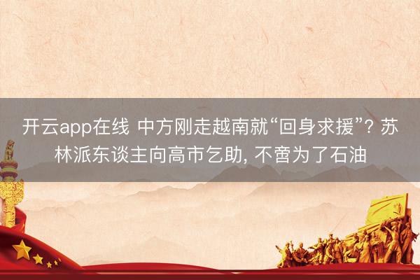 开云app在线 中方刚走越南就“回身求援”? 苏林派东谈主向高市乞助, 不啻为了石油