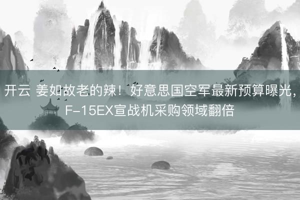 开云 姜如故老的辣！好意思国空军最新预算曝光，F-15EX宣战机采购领域翻倍