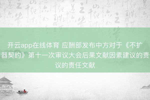 开云app在线体育 应酬部发布中方对于《不扩散核兵器契约》第十一次审议大会后果文献因素建议的责任文献