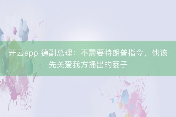 开云app 德副总理：不需要特朗普指令，他该先关爱我方捅出的篓子